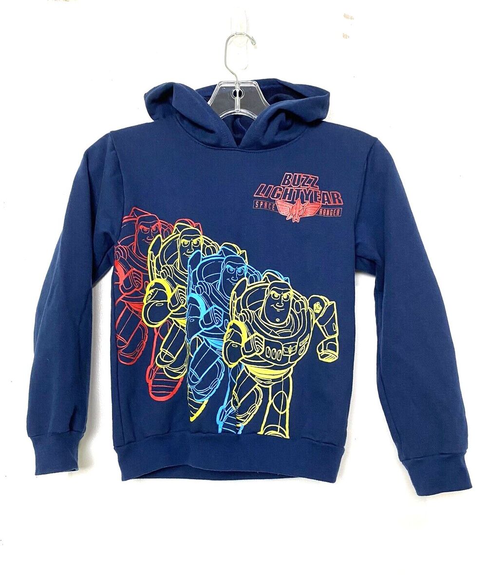 Disney Boys Toy Story Hoodie Sweater Kids Size 7 Blue Fleece Buzz Lightyear